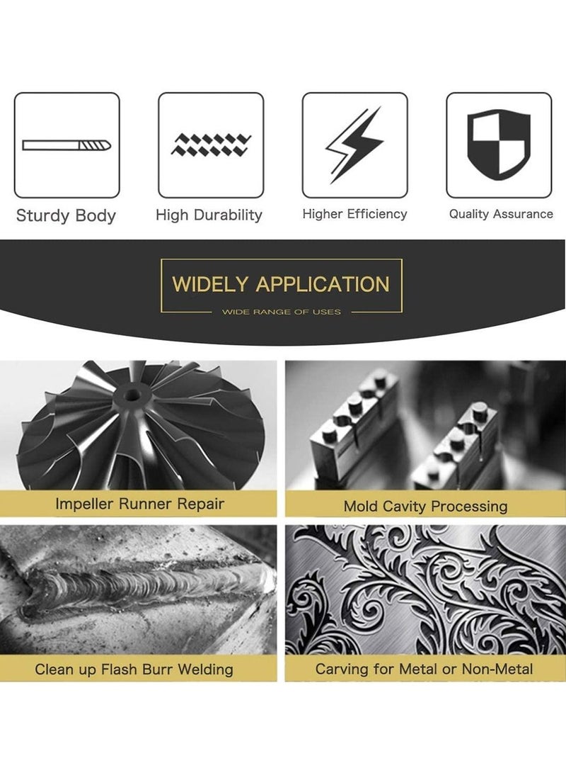 NIBEMINENT Aluminum Cutting Bits Carbide Burr Set-10 Pieces For Die Grinder And Wood Tungsten burrs Cutter Rotary Burrs Double Cut Set - Image 4