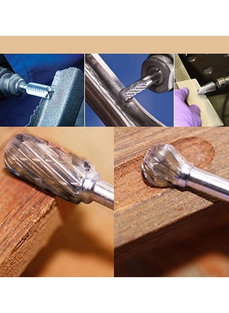 NIBEMINENT Aluminum Cutting Bits Carbide Burr Set-10 Pieces For Die Grinder And Wood Tungsten burrs Cutter Rotary Burrs Double Cut Set - Image 5