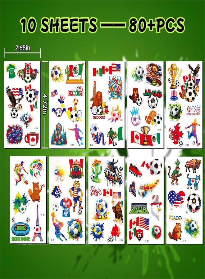 MayooJepic 2026 World Cup Temporary Tattoos, 10 Sheets USA Canada Mexico Soccer Tattoos for Men Women Teens, Waterproof Football Gifts Face Body Tattoos for World Cup 2026 Party Favors, Sports Game Decorations - Image 2