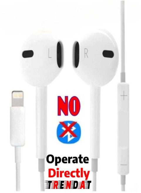 Wired headset with iPhone port that works directly without opening the Bluetooth - for all iPhone phones