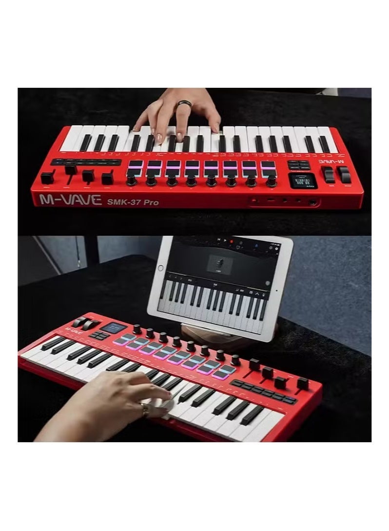 M-vave SMK-37 PRO 37-Key Portable MIDI Keyboard 16 RGB Pads 4 Faders 8 Encoders Built-in Legendary DX-7 FM Synth Engine - Image 5