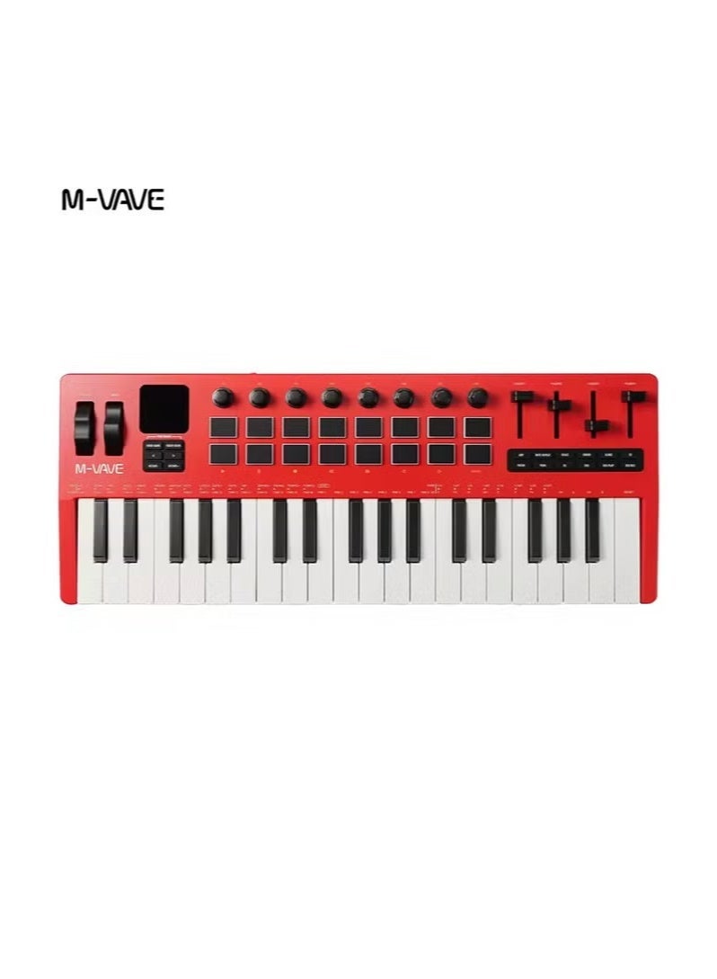 M-vave SMK-37 PRO 37-Key Portable MIDI Keyboard 16 RGB Pads 4 Faders 8 Encoders Built-in Legendary DX-7 FM Synth Engine - Image 1