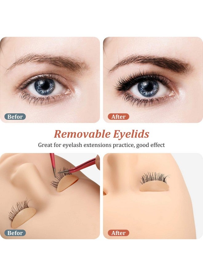 مايتيز صندوقان يحتويان على 6 أزواج من الجفون البديلة لرأس المانيكان، جفون واقعية قابلة للإزالة مع رموش، جفون برأس المانيكان للتدريب على الرموش، مكياج، وصلات رموش (لون بني فاتح) - Image 4