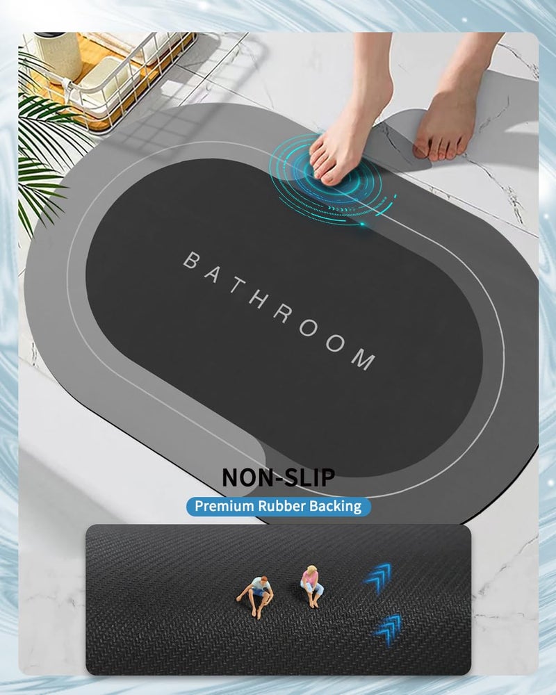Deparnit Deparnit Bath Mat Rugs Non Slip Quick Dry Bathroom Mats Super Absorbent Rubber Bath Mats Fit Under Door  Bathroom Rugs Shower Mat for Bathroom  Bathtub  Shower and Sink (20""x32"" Dark Grey) - Image 1
