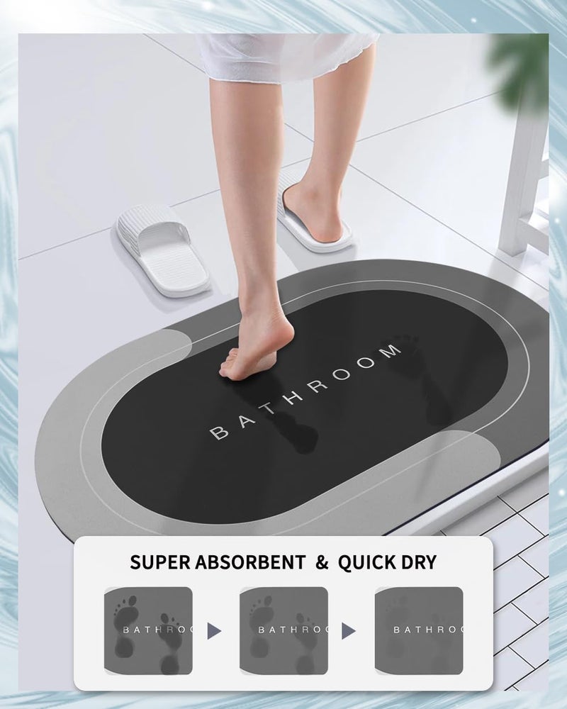 Deparnit Deparnit Bath Mat Rugs Non Slip Quick Dry Bathroom Mats Super Absorbent Rubber Bath Mats Fit Under Door  Bathroom Rugs Shower Mat for Bathroom  Bathtub  Shower and Sink (20""x32"" Dark Grey) - Image 2