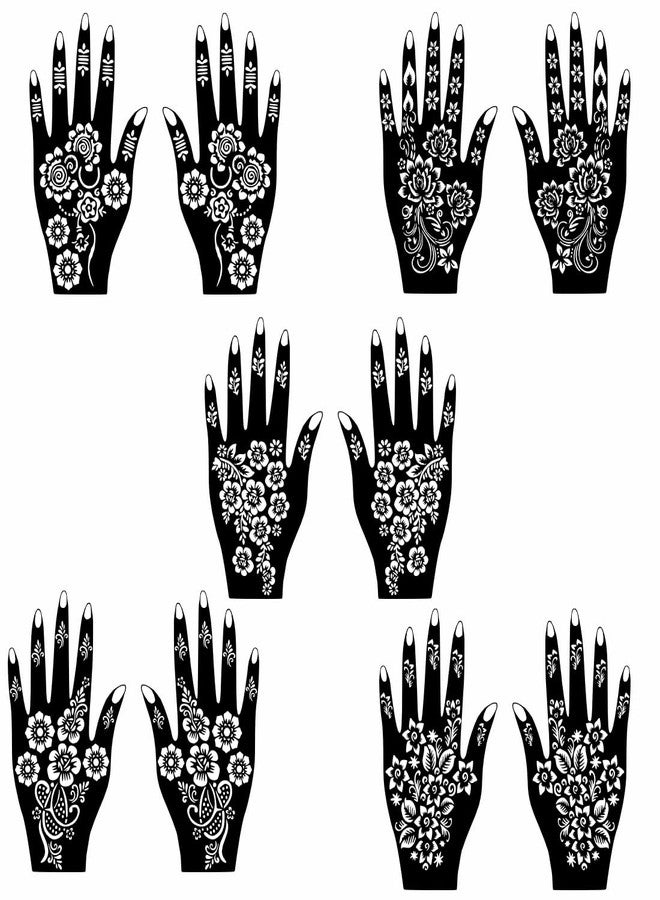 Komstec Reusable & Easy Peel Combo Mehndi Stencils Sticker for Both Hands - Image 2