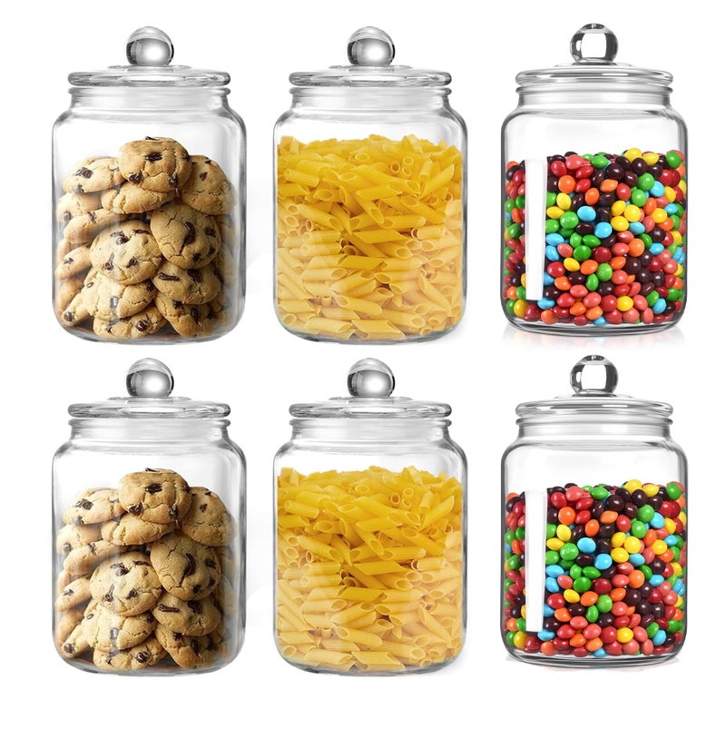bellemax Pop Glass Jar and Container With Airtight Silicone Seal Lid, Glass Jars For Kitchen Storage, Food Storage Containers For Spices, Dry Foods, Honey, Aachar (1100ML, Set of 6) - Image 1