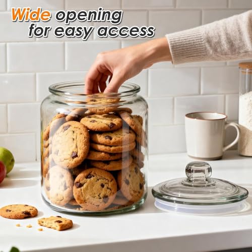 bellemax Pop Glass Jar and Container With Airtight Silicone Seal Lid, Glass Jars For Kitchen Storage, Food Storage Containers For Spices, Dry Foods, Honey, Aachar (1100ML, Set of 6) - Image 2