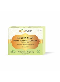 AYUREVER Neem Tulsi And Aloevera Luxury Soap For Women And Men 100 G  - Image 1