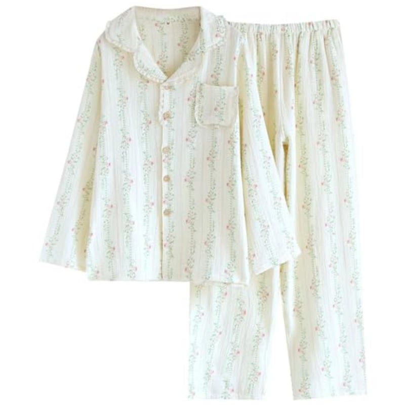 Vhitler Linen Set Coquette Womens Pajamas Set Summer Lounge Sets for Women Old Money Aesthetic (Floral02,L,Large) - Image 1