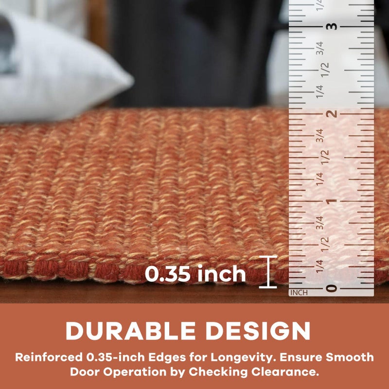 KOZYFLY Rugs for Entryway 3x5 ft Washable Area Rug Non Slip Rubber Backed Entry Rug Woven Indoor Door Mat Cotton Kitchen Rugs Floor Carpet for Entryway, Foyer, Backdoor, Orange/Tan - Image 4