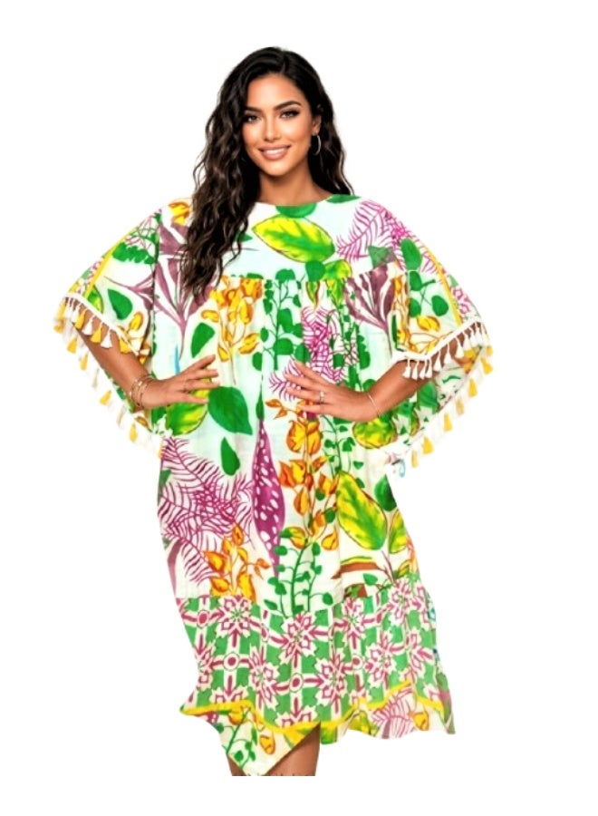Women's Abaya with multicolored prints
