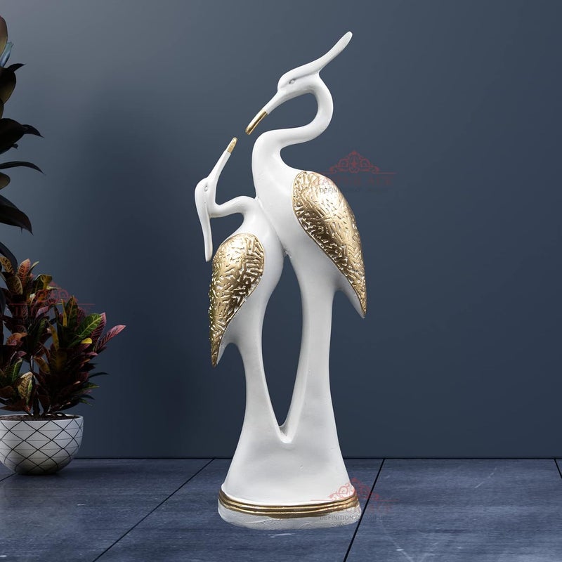 JAIPUR ACE JAIPUR ACE Resin Paradise Pair of Kissing Swan Couple Statue Sculptures Showpieces Creative Abstract Design Art Figurine for Home Living Room Decorative Display Kissing Swan White  - Image 1