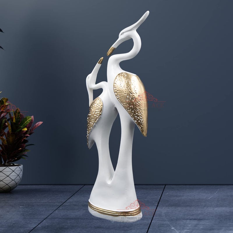 JAIPUR ACE JAIPUR ACE Resin Paradise Pair of Kissing Swan Couple Statue Sculptures Showpieces Creative Abstract Design Art Figurine for Home Living Room Decorative Display Kissing Swan White  - Image 2