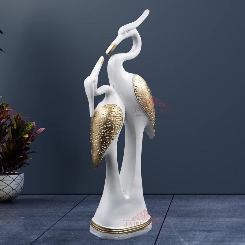 JAIPUR ACE JAIPUR ACE Resin Paradise Pair of Kissing Swan Couple Statue Sculptures Showpieces Creative Abstract Design Art Figurine for Home Living Room Decorative Display Kissing Swan White  - Image 3