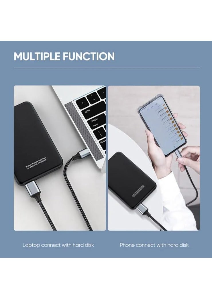 USB Micro B to USB Type C Cable 5 Gbps Fast Data Transfer Cord 3A Quick Charge Compatible with MacBook, iPad, Galaxy S24, Laptop, External Hard Drive - Nylon Black Wire 1.5 M / 4.9 Feet  - Image 2