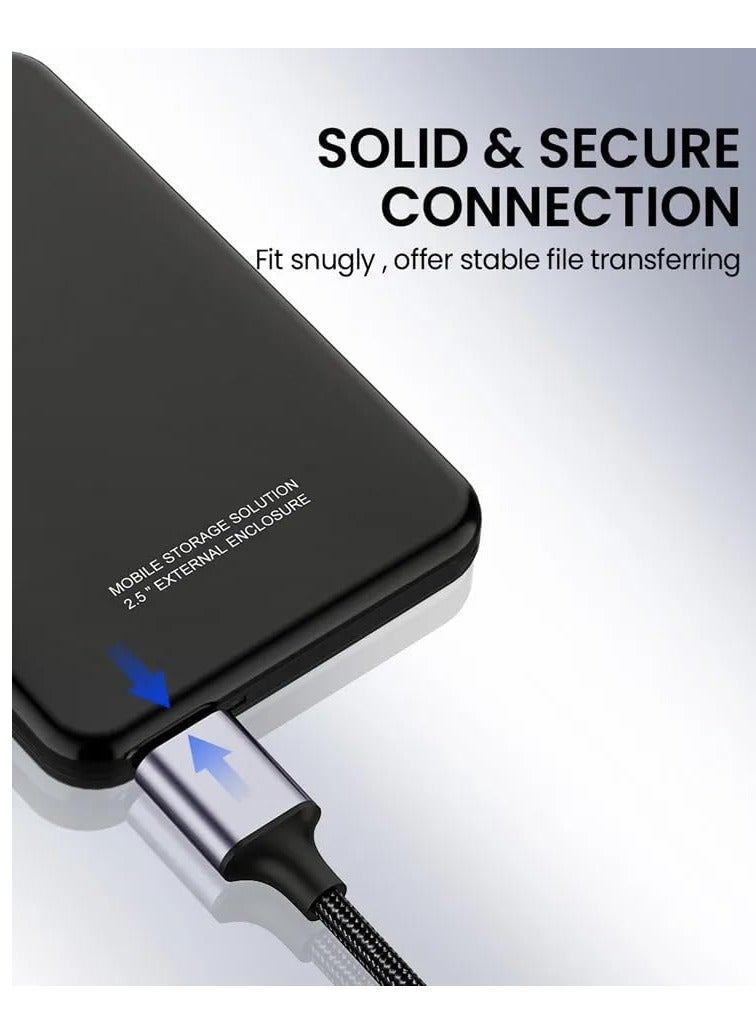 USB Micro B to USB Type C Cable 5 Gbps Fast Data Transfer Cord 3A Quick Charge Compatible with MacBook, iPad, Galaxy S24, Laptop, External Hard Drive - Nylon Black Wire 1.5 M / 4.9 Feet  - Image 4