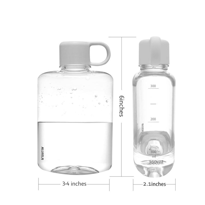 ALLKELR Portable Flat Water Bottle  BPA Free Tritan Plastic Travel Water Bottle for Camping  Fitness  Outdoor Sports  Fits Purse and Pocket (White  12.2 oz) - Image 2