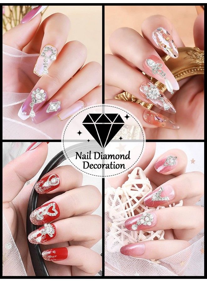 TOROKOM 36 Pcs Luxury Nail Art Rhinestone Torokom 3D Dangle Nail Art Charms Gold Silver Heart Pearl Crystal Gems Nail Diamond For Girl Women Diy Nail Design Craft Jewelry Making - Image 5