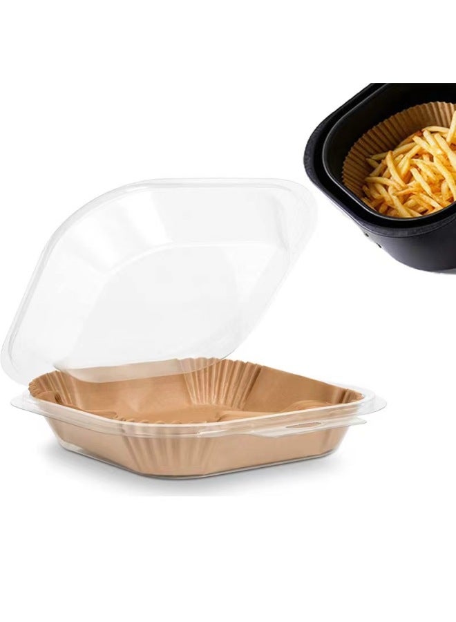 Air Fryer Special Paper Plate Household High Temperature Resistant Oil Absorbing Paper Pad Food Grade Special Paper Round Square Baking Paper-Specifications:Square  Fryer Paper 16 ] - Image 1