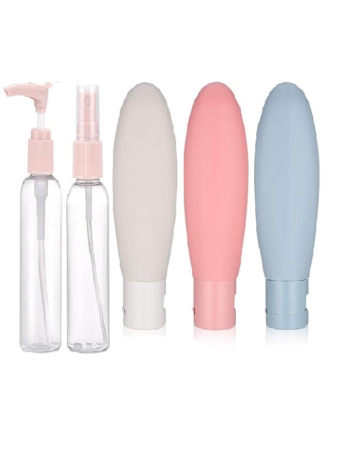 Refillable Portable Makeup And Toiletries Bottle Set 5 Pieces - multicolor - Image 1