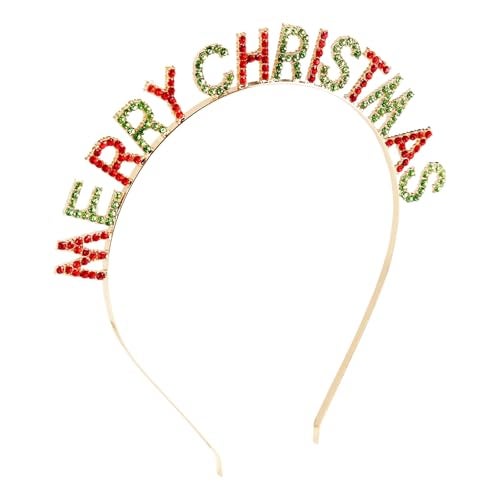 Soochat أطواق رأس سوكشات عيد الميلاد المرصعة بالأحجار الكريمة، أطواق شعر كريستالية لعيد الميلاد، إكسسوار رأس لحفلات عيد الميلاد للنساء والفتيات - Image 3