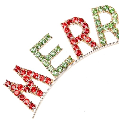 Soochat أطواق رأس سوكشات عيد الميلاد المرصعة بالأحجار الكريمة، أطواق شعر كريستالية لعيد الميلاد، إكسسوار رأس لحفلات عيد الميلاد للنساء والفتيات - Image 4