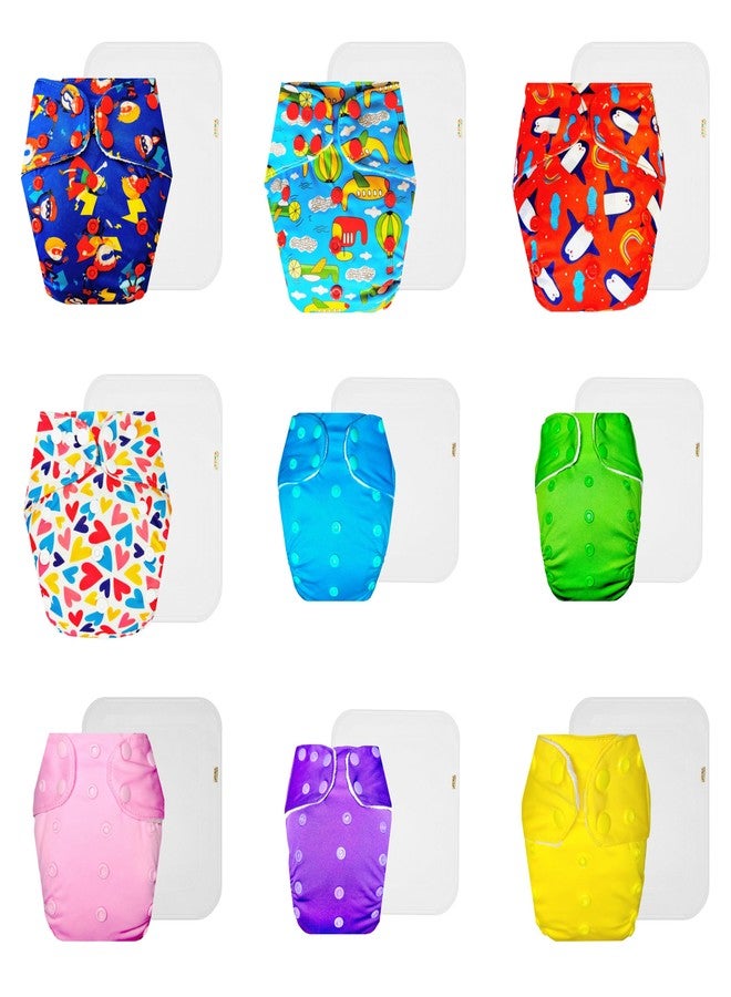 Dumbledo Premium Cloth Diaper with Cotton Insert (Pack of 9) | Dry Feel and Comfortable | Leakproof | Travel Friendly | Ideal for Toddlers | 3 Months - 3 Years | Unisex Baby - Image 1