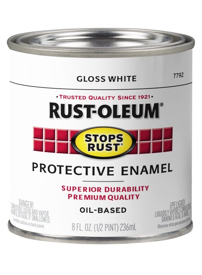 RUST-OLEUM 7792730 Stops Rust Brush On Paint Half Pint Gloss White - Image 1