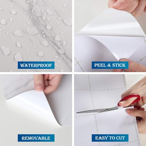 VYOOx Marble Wallpaper Peel and Stick Waterproof Wallpaper for Home Kitchen Countertop Cabinet Furniture Oil Proof Kitchen Stickers (4, White (2 Ft X 6.5 Ft)) - Image 3