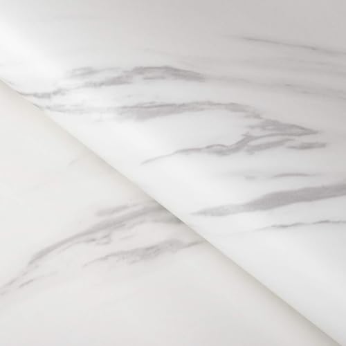 VYOOx Marble Wallpaper Peel and Stick Waterproof Wallpaper for Home Kitchen Countertop Cabinet Furniture Oil Proof Kitchen Stickers (4, White (2 Ft X 6.5 Ft)) - Image 1