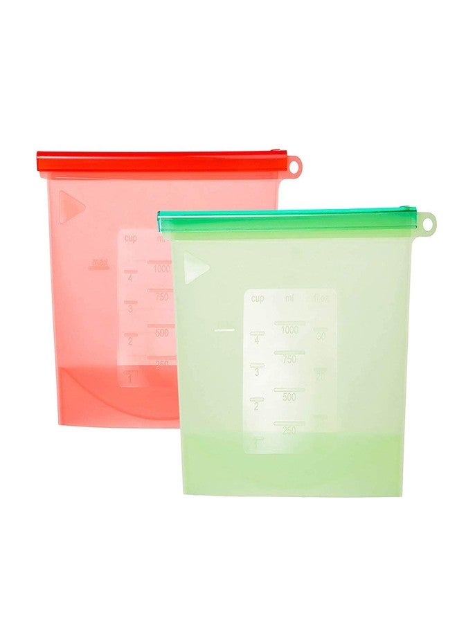 JAGDIV Reusable Silicone Vegetable Food Storage Bag Refrigerator Bags (2pcs)(Multicolor) - Image 1