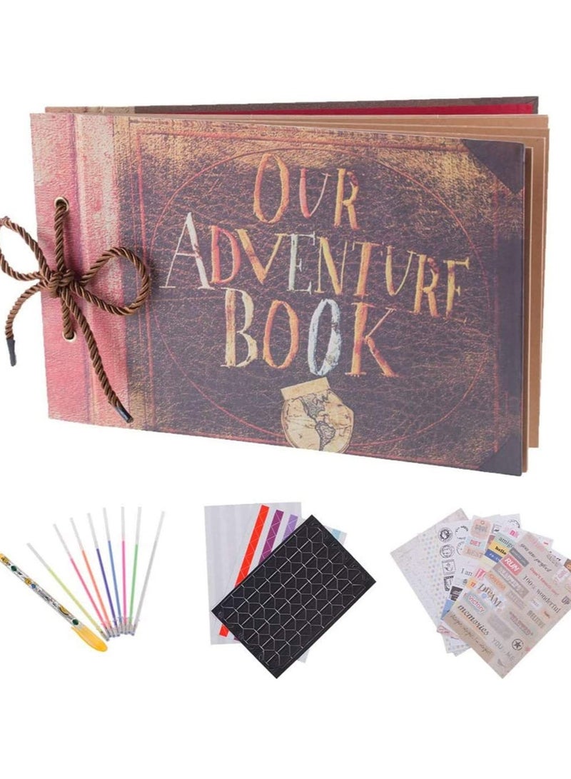 Barakah Our Adventure Book Pixar Up Handmade DIY Family Scrapbook Photo Album Expandable 11.6x7.5 Inches 80 Pages with Storage Box Accessories Kit - Image 1