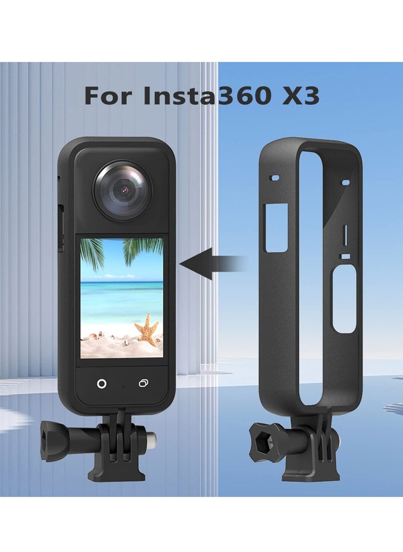 Generic - Action Camera Accessories Kit compatible with Insta360 ONE X3/Protective Camera Housing Frame w/1/4" Thread Adapter/Silicone Protective Case/Lens Cap/Screen Protector - Image 1