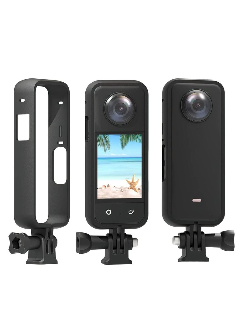 Generic - Action Camera Accessories Kit compatible with Insta360 ONE X3/Protective Camera Housing Frame w/1/4" Thread Adapter/Silicone Protective Case/Lens Cap/Screen Protector - Image 1