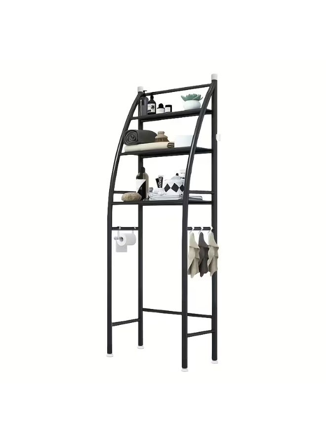 BLOOMING TIME 3 Tier Over The Toilet Rack Bathroom Space Saver Shelf Stand Storage Organizer Cabinet Black - Image 3