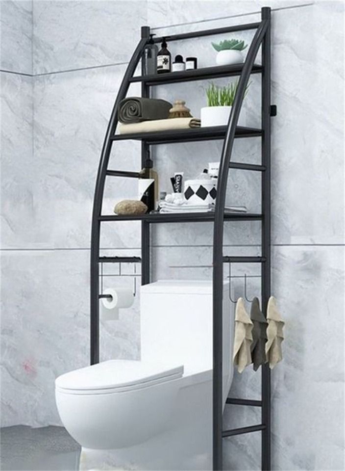 BLOOMING TIME 3 Tier Over The Toilet Rack Bathroom Space Saver Shelf Stand Storage Organizer Cabinet Black - Image 1