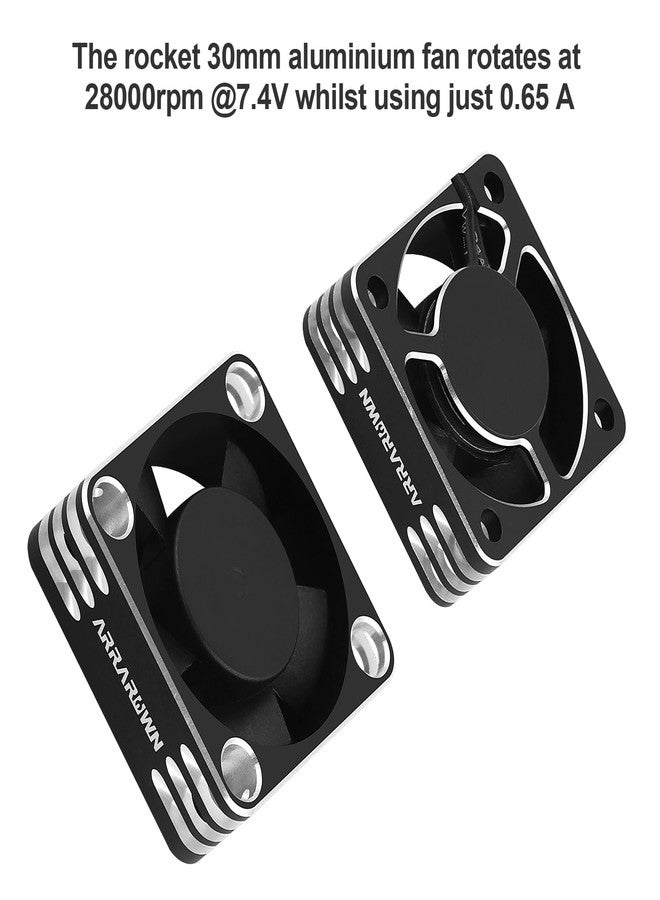 ARRAROWN 2Pack RC Car Motor Cooling Fan Heatsink 28000RPM Brushless ESC Cooling Fan for RC Car 1/8 1/10 540 550 Motor (Black+Silver) - Image 2