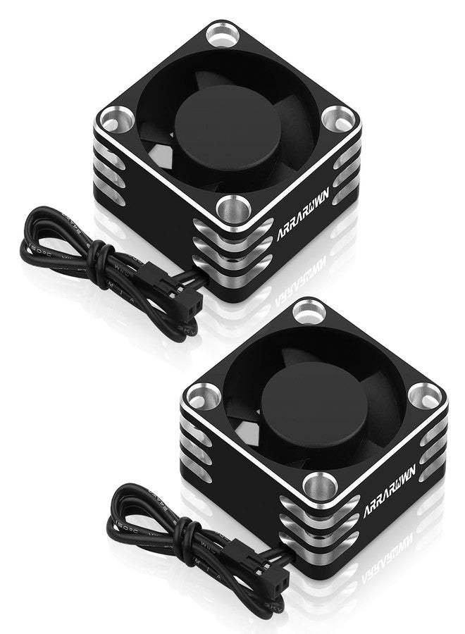 ARRAROWN 2Pack RC Car Motor Cooling Fan Heatsink 28000RPM Brushless ESC Cooling Fan for RC Car 1/8 1/10 540 550 Motor (Black+Silver) - Image 1