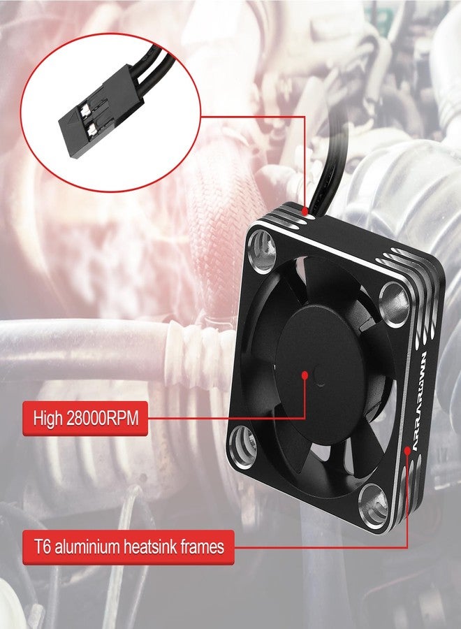 ARRAROWN 2Pack RC Car Motor Cooling Fan Heatsink 28000RPM Brushless ESC Cooling Fan for RC Car 1/8 1/10 540 550 Motor (Black+Silver) - Image 3