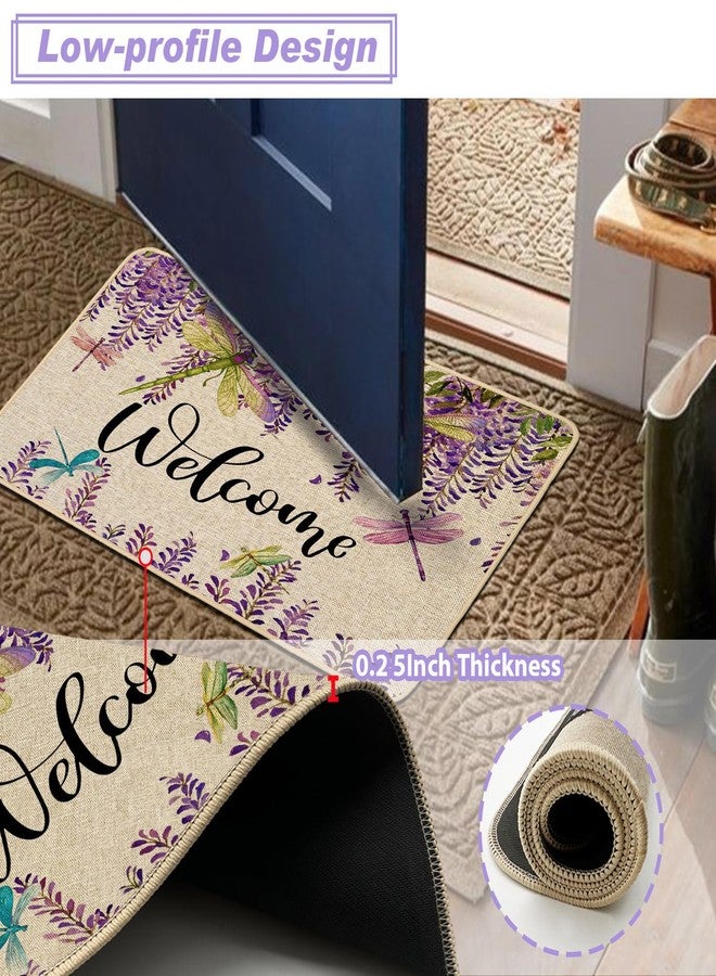 Baccessor Wisteria Welcome Doormat Indoor Outdoor Summer Floral Dragonfly Decorative Front Door Mat Non Slip Rubber Backing Spring Seasonal Kitchen Entrance Floor Decoration 17 x 29 Inch - Image 4