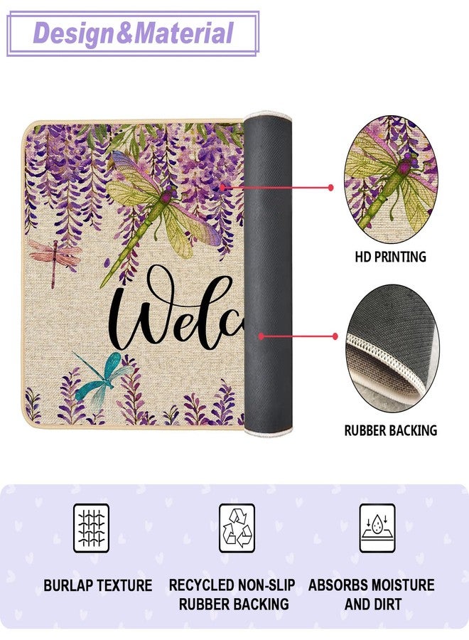 Baccessor Wisteria Welcome Doormat Indoor Outdoor Summer Floral Dragonfly Decorative Front Door Mat Non Slip Rubber Backing Spring Seasonal Kitchen Entrance Floor Decoration 17 x 29 Inch - Image 5