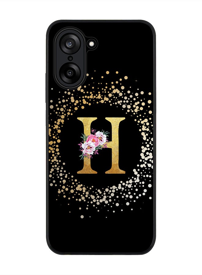 Stylizedd For OnePlus Nord CE5 / Ace 5 Racing Case,Slim fit Camera Protection, Shockproof Thin Phone cover  - Custom Monogram Floral - H ( Black )