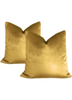 The Bros 2 Luxury Gold Plain Velvet Decorative Cushion Covers - Luxury Super Soft Throw PillowCases for Sofa or bed- Set of 2 - HomeLux  - Image 1