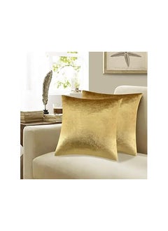 The Bros 2 Luxury Gold Plain Velvet Decorative Cushion Covers - Luxury Super Soft Throw PillowCases for Sofa or bed- Set of 2 - HomeLux  - Image 3
