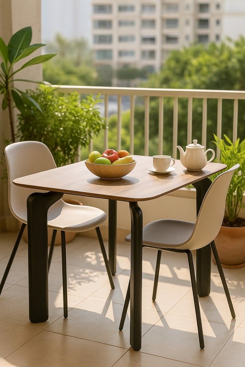 ماريا هومز طاولة الطعام البنية الحديثة DT-808 – 130×80×75 سم | طاولة خشبية ذات أرجل مصممة سوداء - Image 2