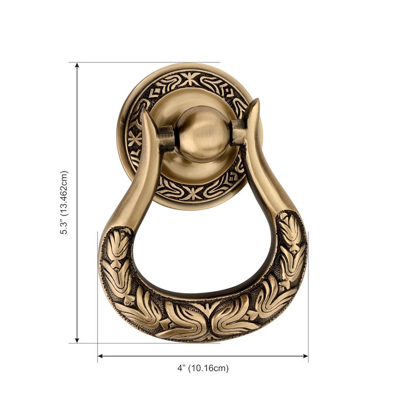 DEVDECOR Antique Brass Ring Door Knocker – Vintage Round Handle with Textured Grip for Main Door, Gate, or Cabinet – Classic Decorative Hardware (5.3x4 inch) - Image 5