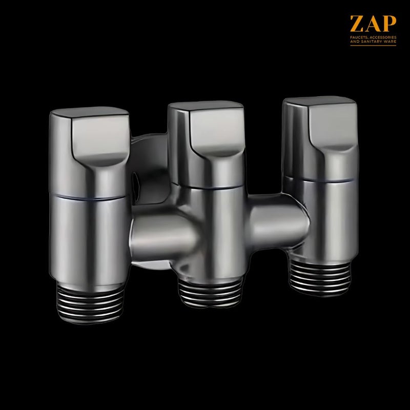 ZAP صنبور زاوية ثلاثي التركيب على الحائط من الفولاذ المقاوم للصدأ | صنبور متعدد الوظائف للحمام والمطبخ | فولاذ مقاوم للصدأ | مقاوم للتآكل | سهل التركيب - Image 4