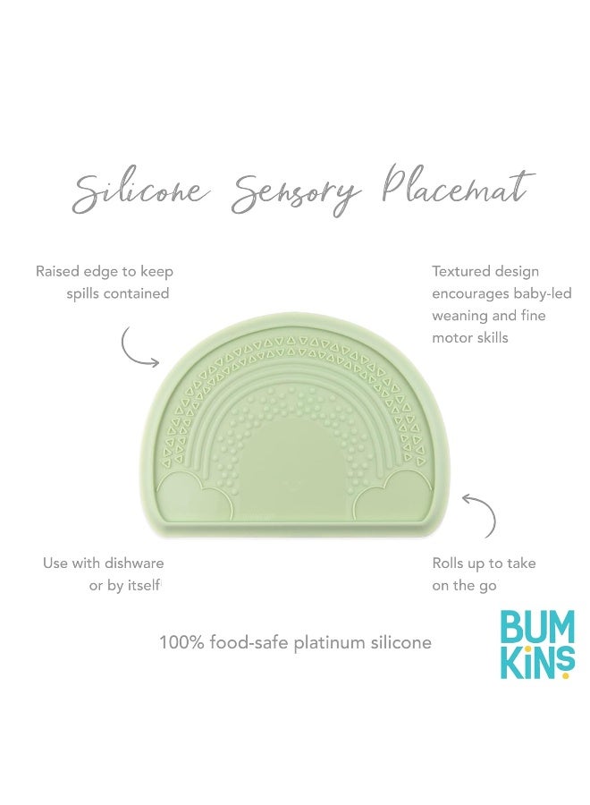 Bumkins Baby Silicone Sensory Placemat, for Babies and Toddlers, Suction Mat for Restaurants, Stick On High Chairs and Tables, Eating Finger Foods, Baby Led Weaning Essentials, Ages 6 Months Up, Sage - Image 5