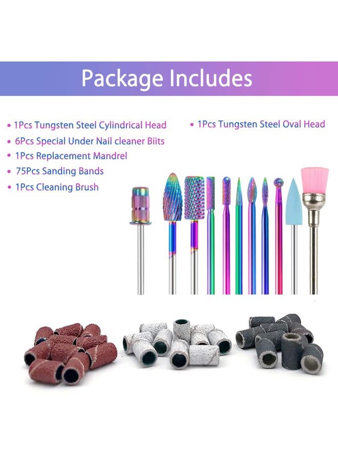 BQAN Nail Drill Bits, 10Pcs 3/32 in Carbide Professional Drill Bit Set for Nail Tech, Remove Acrylic Gel Nails, Manicure with 75Pcs File Sanding Bands (#80#120#180 Grits) - Image 5